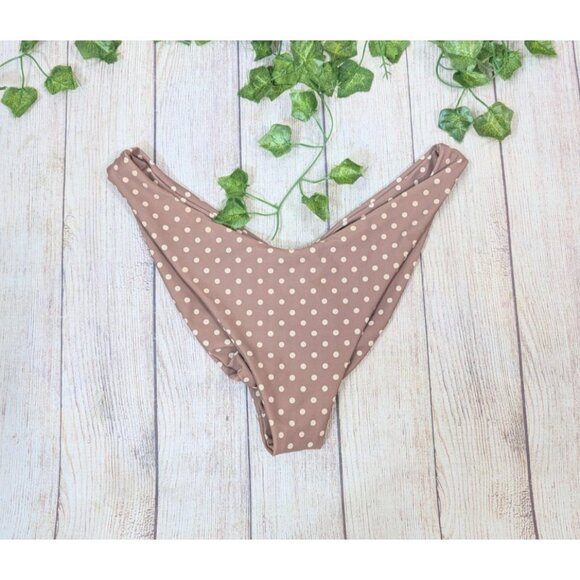 Skatie Swimwear Mandi Bikini Bottom POLKA DOT Print BROWN BEIGE SIZE XL - Picture 1 of 4